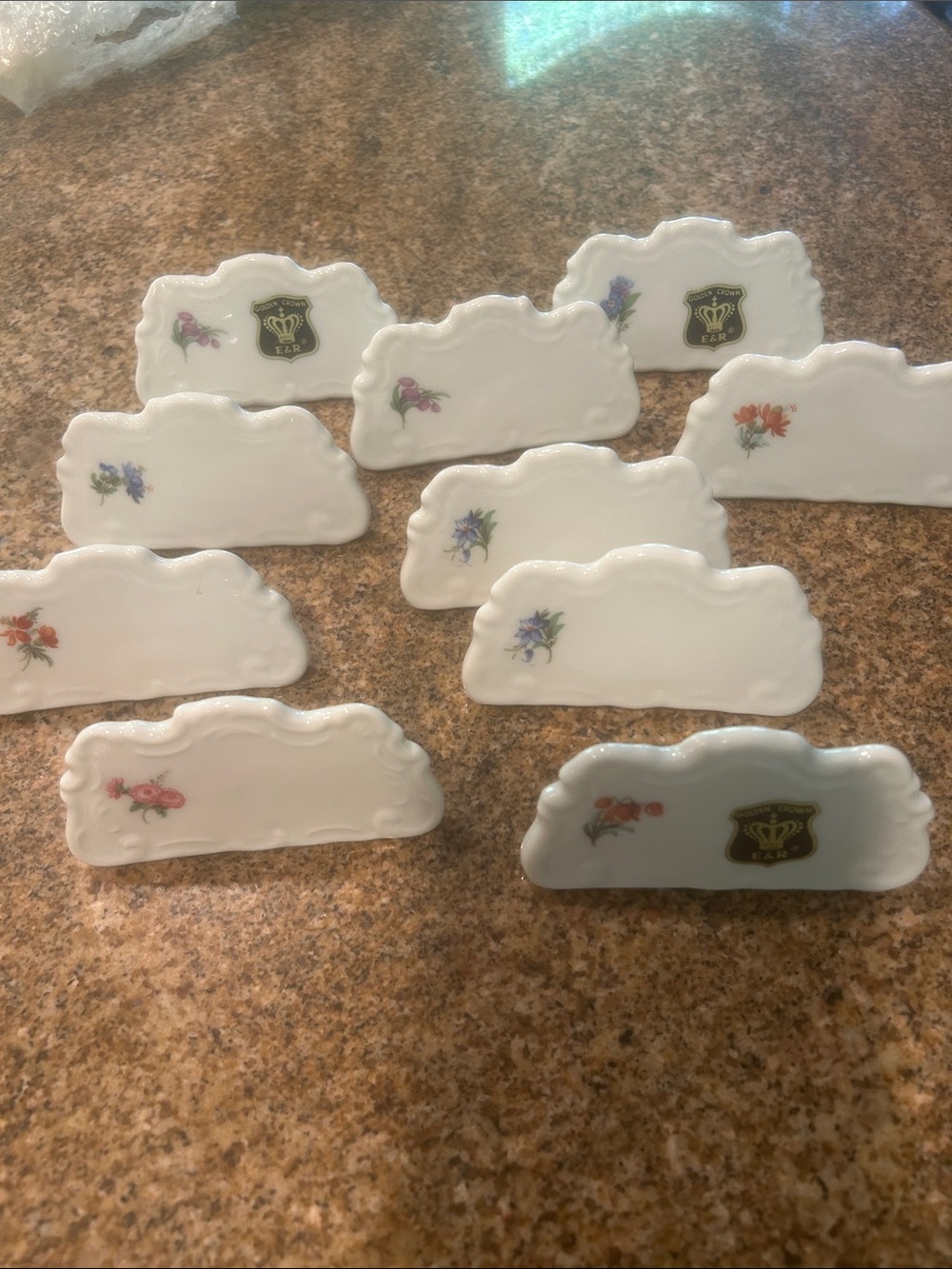 Porcelain Floral Place Card Holders - Set of 10